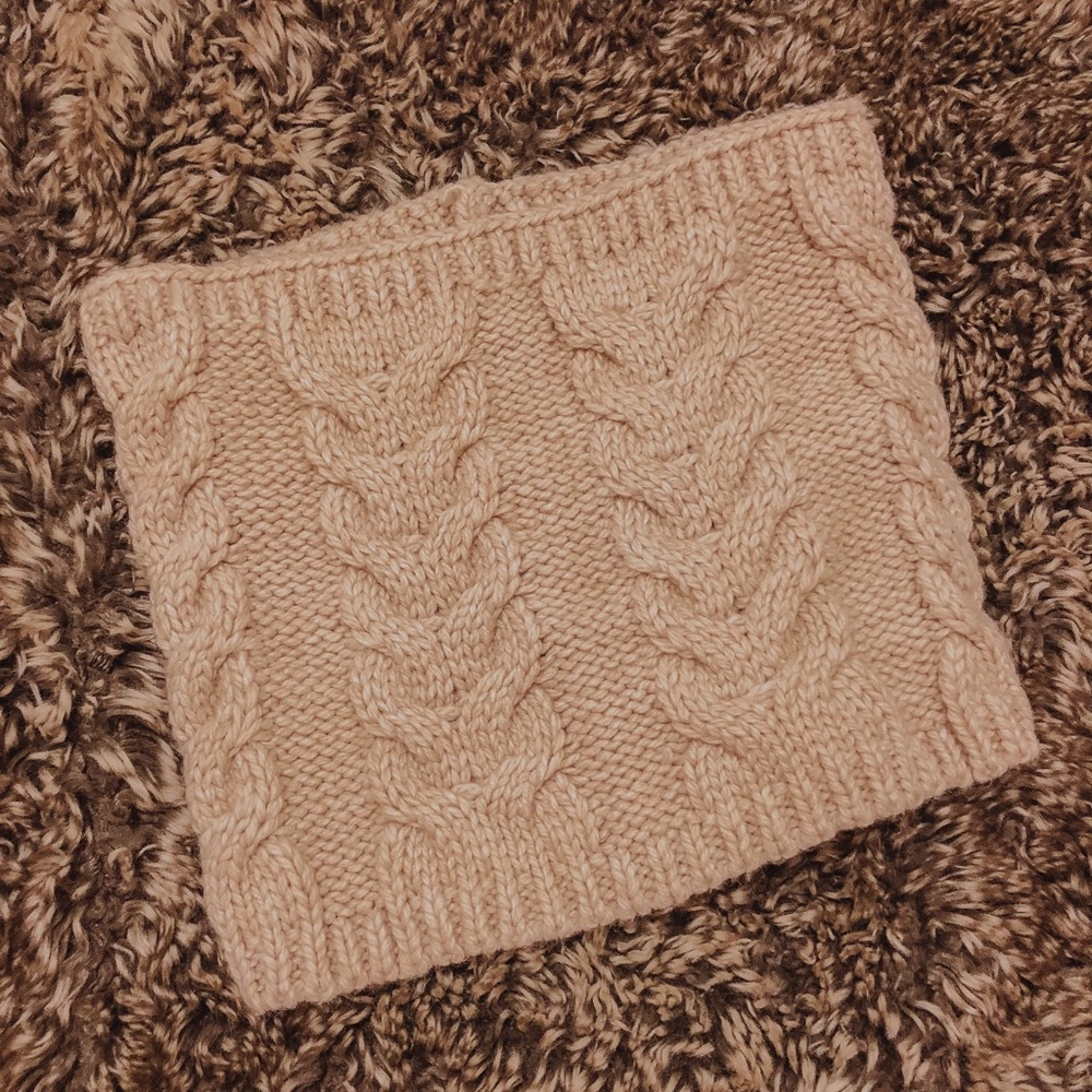 Tan knit infinity scarf